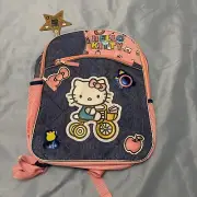 Hello Kitty Backpack Gold Star Collection 16" Reflective Inserts Safety Denim