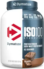 Dymatize ISO100 - 100% Hydrolyzed Whey Protein Isolate - Fudge Brownie - 1.4K...