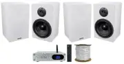 Pair Rockville RockShelf 68W 6.5" Home Bookshelf Speakers+Bluetooth Receiver Amp