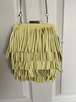 Beautiful Summer Ted Baker Katilan Leather Tassel Fringe Shoulder Bag Yellow New