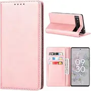 [Cavor] for Google Pixel 6a Case, Pixel6a Cowhide Pattern PU Leather Cases Flip Magnetic Kickstand Book Wallet Cover Phone Case with Card Slots(6.1") -Pink