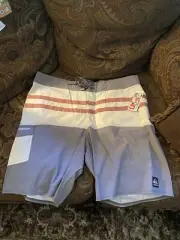 Men's Quicksilver Board Shorts Swim Trunks Size 36 NWT Bathing Suit Gray Red