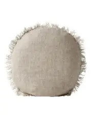 [Aura Home] Vintage Linen Fringe 55cm Round Cushion in Natural