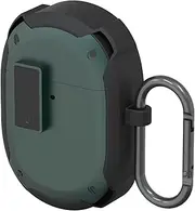 [Geekria] PC Case Cover Compatible with Google Pixel Buds A True Wireless Earbuds, Earphones Skin Cover, Protective Carrying Case with Keychain Hook, Charging Port Accessible (Black Green)