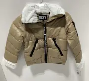 DKNY Girls Sherpa-Lined Puffer Jacket Beige Size 6X