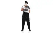 Men's Mime Halloween Costume Clown XL Adult Theater Circus Carnival Fancy Dress