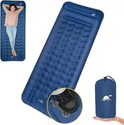 AUTOWT Self-Inflating Camping Mat - 12 CM Thickness Inflatable Sleeping Pad with Built-in Pump Pillow, Portable Lightweight Single Camp Air Mattress, Double Joinable Outdoor Hiking Backpacking (Blue)