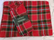 Ralph Lauren Christmas Tartan Red 4 Placemats &4 Napkins- New