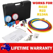 R134a R22 R134A Manifold Gauge Kit HVAC Car AC Refrigeration 5Ft Charging Hoses