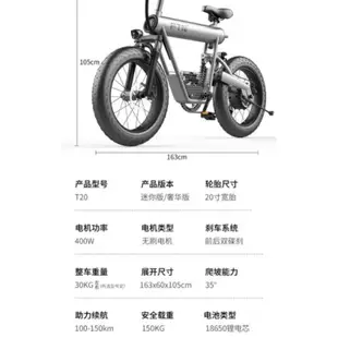 全人類購物空間-全新 FTN T20 迷你版 E-bike 20寸胎 電動自行車 台灣保固維修另有ct20