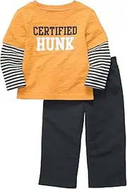 [Carter's] William Carter Co Baby Boys' L S Knit Set Certified Hunk 6 Mos Yellow/Grey