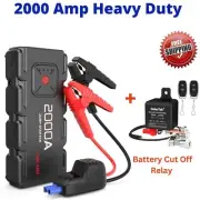 Jump Starter 2000A Portable 12V Car Battery Power Bank Booster Wireless Cut Off