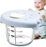 Baby Food Bowls, 230ml Baby Food Supplement Prep Container - Small Glass Food Bowls with Silicone Lid for Dinosaur for Fa