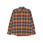 [Baserange] Baserange Plaid Cotton Shirt XS ORANGE/BLUE