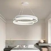 XCJump D2 Modern LED Pendant Light – 50W Ceiling Chandelier with Remote Control, Adjustable 150CM Wire, Flicker-Free Dimmable Lighting for Dining Room, Bedroom, Living Room & Office (White)