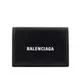 BALENCIAGA 經典LOGO 粒紋牛皮雙釦迷你三折短夾(黑色) 594312 1IZI3 1090