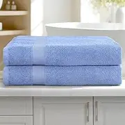 2 Pack Bath Sheets Set Cotton Large Towels Extra Soft Towel 90cm x180cm Blue