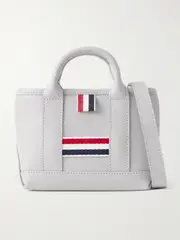 [Thom Browne] Thom Browne - Tool Micro Grosgrain-trimmed Textured-leather Tote - Gray - One size One size Gray