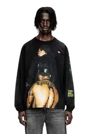 [Diesel] Diesel - Long-sleeve T-shirt with graphic print - T-Shirts - Unisex - Black XL Black