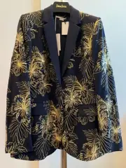 Stella McCartney Womens Jacket Blazer Black w Gold Sequins Thread Palm Trees NWT