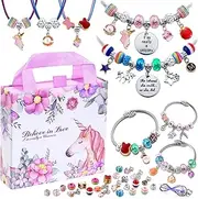 monochef DIY Charm Bracelet Making Kit, Jewellery Making Supplies Bead Snake Chain Jewellery Gift Set for Girls Teens