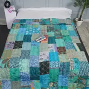 Indian Kantha Quilt - Handmade Vintage Patchwork Quilt, Bedspread, Blanket