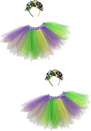 Healeved Mardi Gras Tutu with Headband for Women Carnival Costume Accessories for Festive Parties Masquerade Balls Exquisite Hand Crafted Design