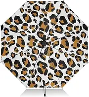 [RPLIFE] Leopard Print Umbrella for Rain, Lightweight Durable Automatic Open/close Umbrella for Women, Travel Umbrellas for Rain and Sun