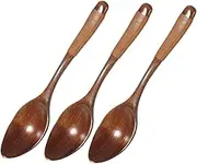 Amosfun Long Handle Wooden Spoons 3pcs Set for Soup Rice Honey Cooking Utensils Stylish Asian Eating Utensil