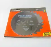 Black & Decker 7 1/4” Precision Ground Steel Saw Blade Plywood 2 Pk 20T, 140T