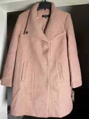Kenneth Cole Asymmetrical Wool Blend Pressed Boucle Coat | Pink Medium