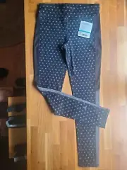 Athleta Girl Black Gray Polka Dot Leggings Size 14 X Large