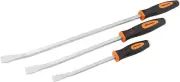 3 Piece Pry Bar Set, Heavy Duty Construction, Built-In Striking Cap, Angled Tips