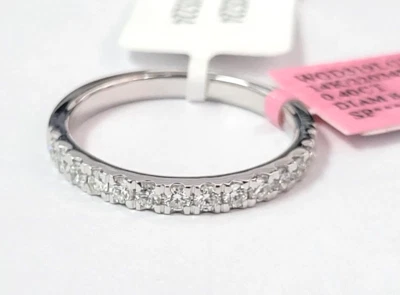 14k WHITE GOLD LAB GROWN .40 CT DIAMOND BAND ENGAGEMENT CERTIFIED IGI 14 Round
