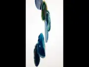 Agate Wind Chimes - Teal Agate Slabs with Bamboo style hanger - Large