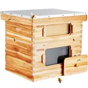 Bee Hive 20 Frame Bee Hives Starter Kit, Beeswax Coated Cedar Wood, 1 Deep + 1 Medium Bee Boxes Langstroth Beehive Kit, Transparent Acrylic Windows with Foundations for Beginners Pro