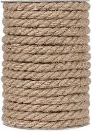 Tenn Well 50 Feet 10MM Natural Jute Rope, Heavy Duty Jute Twine for Gardening, Bundling, Decorating, DIY Crafts