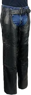 Milwaukee Leather USA MADE MLM5571 Men's Black 'Rough Rider' Premium Leather Motorcycle Chaps with Thermal Liner - 3X-Large