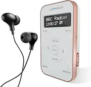 LEMEGA PR1L Pocket DAB Radio, FM Radio, Portable DAB+ Radio, Includes Headphones, Rechargeable Battery, 20 Memory Slots, LCD Display, Sports DAB Radio with Lockable Switch.Champagne
