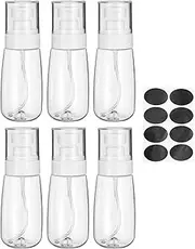 sourcing map 6Pcs Small Spray Bottles, 100ml/3.4 oz Travel Size Spray Bottle Fine Mist Empty Refillable Travel Containers with Labels for Perfume Cosmetic Essential Oil (Clear)
