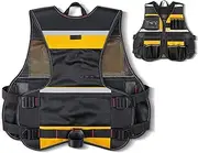 [Generic] Tool Vest - Professional Tool Equipment for Workers, Robust Tool Vest with Pockets, Robust Work Vest, Adjustable Tool Organiser for Electricians, Contractors and DIY Enthusiasts, yellow, Siehe