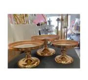 Set 3 Mirror Top Cake Stand Plinth Rack Holder Wedding Birthday Party Deco