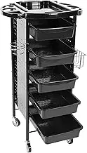 Inncen 6 Tiers Storage Rack Trolley Cart with 2.5in Silent Wheels and Installation Tools, Adjustable Layer Height, Large Capacity, for Hair Salon & Beauty Salons