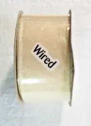 Offray Ribbon Champagne Sparkle Wired 1 1/2" X 9 Feet DIY Crafts Bows ++++ NEW