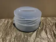 New Tupperware UNIQUE BIG Collapsible Round Cake Taker in Black and Clear Colors