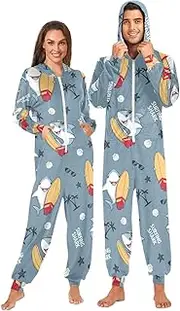 [Joisal] Plane ArmyGreen Men Onesie Pajamas with Pocket Womens Onesie Small