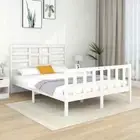 NNEVL Bed Frame White Solid Wood 137x187 Double Size