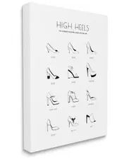 Stupell Industries Ultimate High-Heel Shoe Vocabulary Glam Fashion Chart Stretched Canvas Wall Art by Martina Pavlova NoSize White