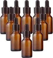 10 ml Amber Glass Dropper Bottle,12 PCS Refillable Bottles,Boston Round Glass Bottles,Empty Tincture Bottle for Essential, Perfume(Amber/10 ml)