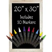 Rustic White Magnetic Wall Chalkboard Sign: Includes 10 Liquid Chalk Markers ...